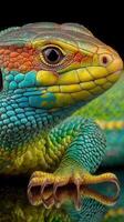 Colorful lizard showcasing vibrant scales and intricate patterns in a close-up display photo