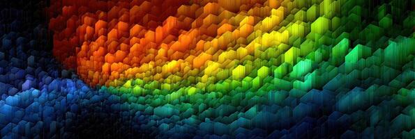 Colorful hexagonal patterns create an abstract rainbow effect in a digital artwork showcasing vivid hues photo