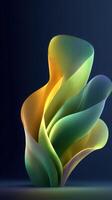 Colorful abstract sculpture with flowing shapes illuminated against a dark background photo