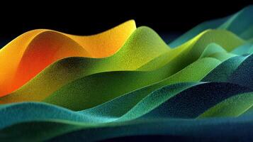 Colorful abstract waves of fluid shapes create a dynamic visual in a dark background setting photo