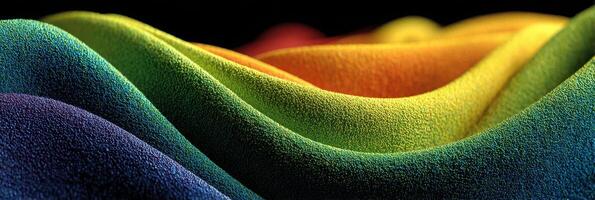 Colorful abstract waves create a vibrant display of texture and movement in a dark setting photo
