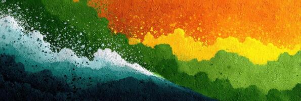 Colorful abstract landscape showcases bold hues merging together in a vibrant artistic expression photo