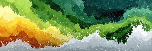 Colorful abstract landscape with vibrant hues of green, yellow, and orange blending seamlessly in a harmonious pattern photo