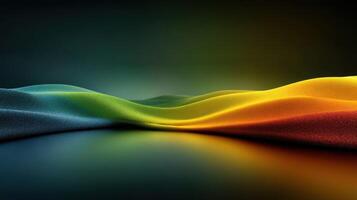 Colorful abstract waves flowing smoothly in a gradient of blue, green, yellow, and red tones on a dark background photo
