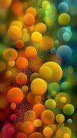 Vivid abstract bubbles in warm and cool colors create a dynamic visual experience photo