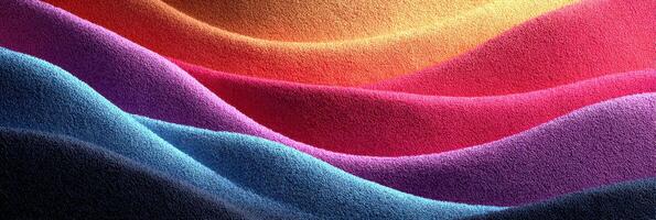 Vibrant waves of colored fabric create a dynamic abstract pattern in a textile art installation photo