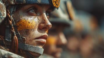 Soldiers prepare for a military demonstration while showcasing their determination and resilience in training photo