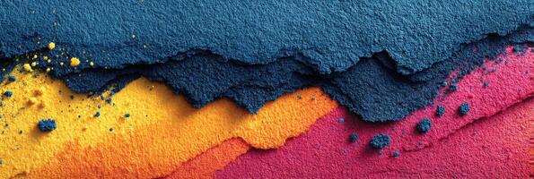 Vibrant textures of colored powder create a stunning backdrop at a traditional festival in summer photo