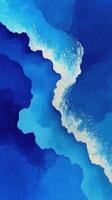 Colorful watercolors create an abstract representation of flowing water and waves under sunlight in a serene blue setting photo