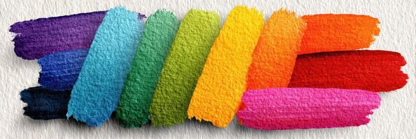 Vibrant color swatches displaying a range of hues against textured white background for artistic inspiration and design photo