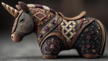 Intricate decorative unicorn figurine showcasing craftsmanship and artistic design with detailed embellishments photo