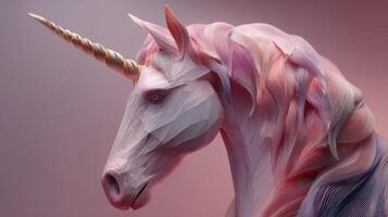 Intricate sculpture of a unicorn showcasing elegant details and soft colors photo
