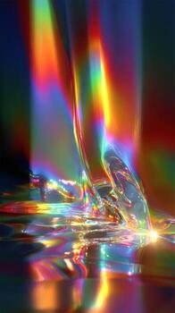 Colorful reflections created by light interacting with water in an artistic display during a serene evening photo