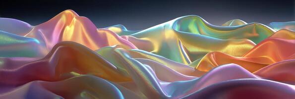 Textured fabric waves with iridescent colors in a soft light environment photo