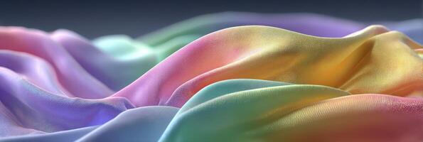 Colorful fabric waves create an abstract representation of movement and texture in a serene setting photo