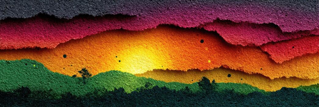 Vibrant sunset landscape with layered colors creating a striking visual effect in a natural setting photo