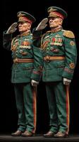 Military officials perform a formal salute during a ceremonial event in traditional uniforms photo