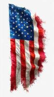 Waving American flag with vibrant colors and artistic flair depicted against a white background photo