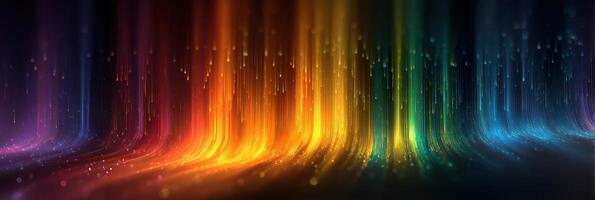 Colorful light spectrum illuminating a dark background with vibrant hues undulating in waves photo