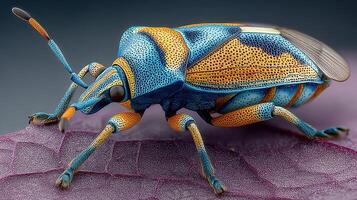 Colorful beetle resting on a leaf showcasing intricate patterns and vibrant hues in a natural setting photo