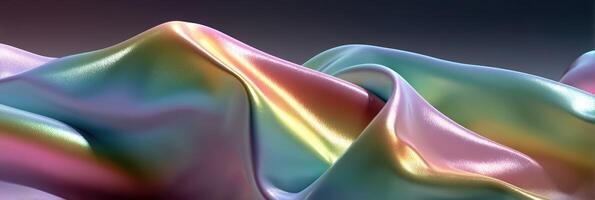 Colorful flowing fabric draped elegantly on a smooth surface photo