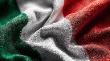 Italian flag gently waving in soft light highlighting its vibrant green, white, and red colors against a textured background photo