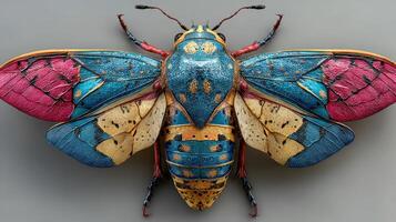 Brightly colored moth with intricate patterns found in natural habitat during daylight hours photo