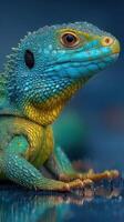 Colorful lizard perched on a surface showcasing vibrant scales in natural light photo