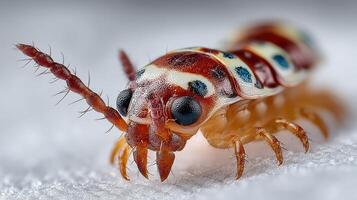 Colorful insect with striking patterns observed in a close-up shot under natural lighting photo