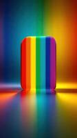 Colorful rainbow stripes illuminate a vibrant background, showcasing unity and diversity in a creative expression photo