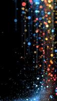 Colorful abstract design featuring vibrant dots and lights against a dark background creating a dynamic visual effect photo