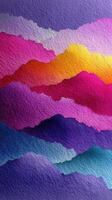 Vibrant abstract landscape with bold color gradients and textural layers showcasing hues of purple, pink, and orange at sunset photo