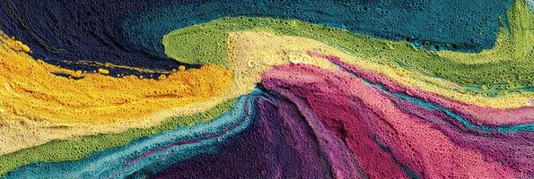 Vibrant abstract wave pattern with colorful swirls and bubbles in a dynamic, artistic composition photo