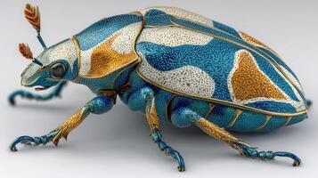 Colorful metallic beetle displays intricate patterns and details found in tropical regions photo