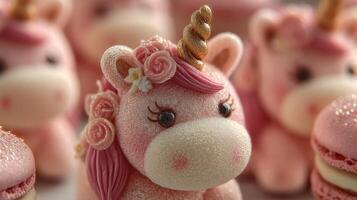 Delightful unicorn-themed desserts showcasing creativity and sweetness at a bakery during a sunny afternoon photo