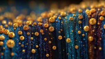Colorful glittering orbs scattered across a dark surface in a fascinating abstract design photo