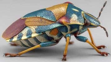 Colorful species of insect with intricate patterns on its body captured in close-up detail photo