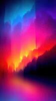 Vibrant landscape featuring swirling colors and abstract forms set against a twilight backdrop photo