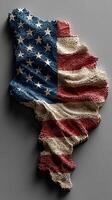 Creative representation of Illinois with American flag design featuring textured materials photo