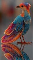Beautifully colored bird displaying vibrant plumage in a calm setting during daylight hours photo