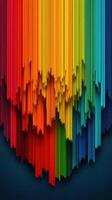 Colorful vertical strips form a vibrant gradient on a dark background showcasing artistic creativity and design photo