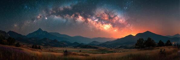 Captivating view of the Milky Way over mountain landscape at night in Colorado photo