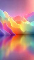Colorful abstract landscape reflection during twilight hours capturing serenity and beauty over calm waters photo