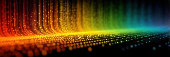 Colorful abstract wave pattern representing sound visualization in a dark background photo