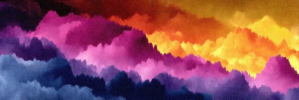 Colorful abstract landscape with vibrant clouds during a sunset in an artistic style photo