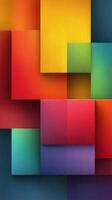 Colorful geometric shapes create an abstract composition with vibrant hues in a modern art display photo