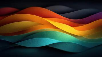 Colorful abstract waves creating a vibrant flow on a dark background in a digital artwork photo