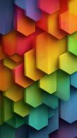 Colorful hexagonal patterns create a vibrant and dynamic abstract design with a 3D effect photo