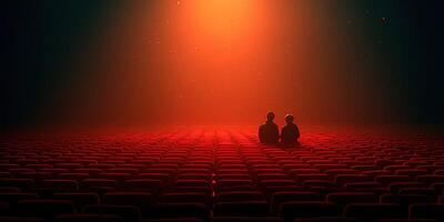 Evening intimacy shared in an empty theater with a warm glow illuminating the scene photo