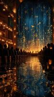 Spectacular theater performance captivates audience in a grand venue at night photo